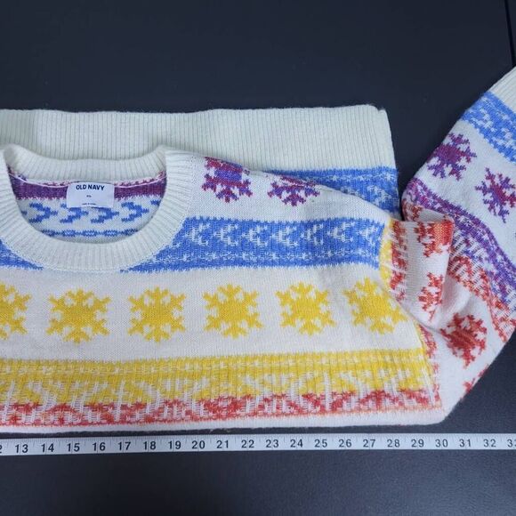 Old Navy Womens Fair Isle Wool Sweater Plus Size XXL Multicolor Snowflake Cozy - Picture 5 of 6